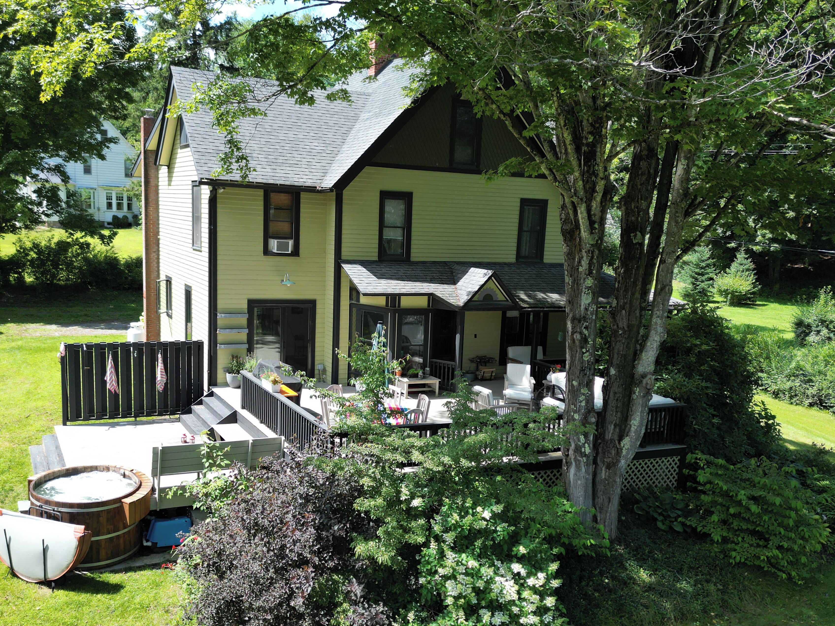 Stream side Victorian Charmer,  with Cedar Hot Tub , outdoor shower, large deck.