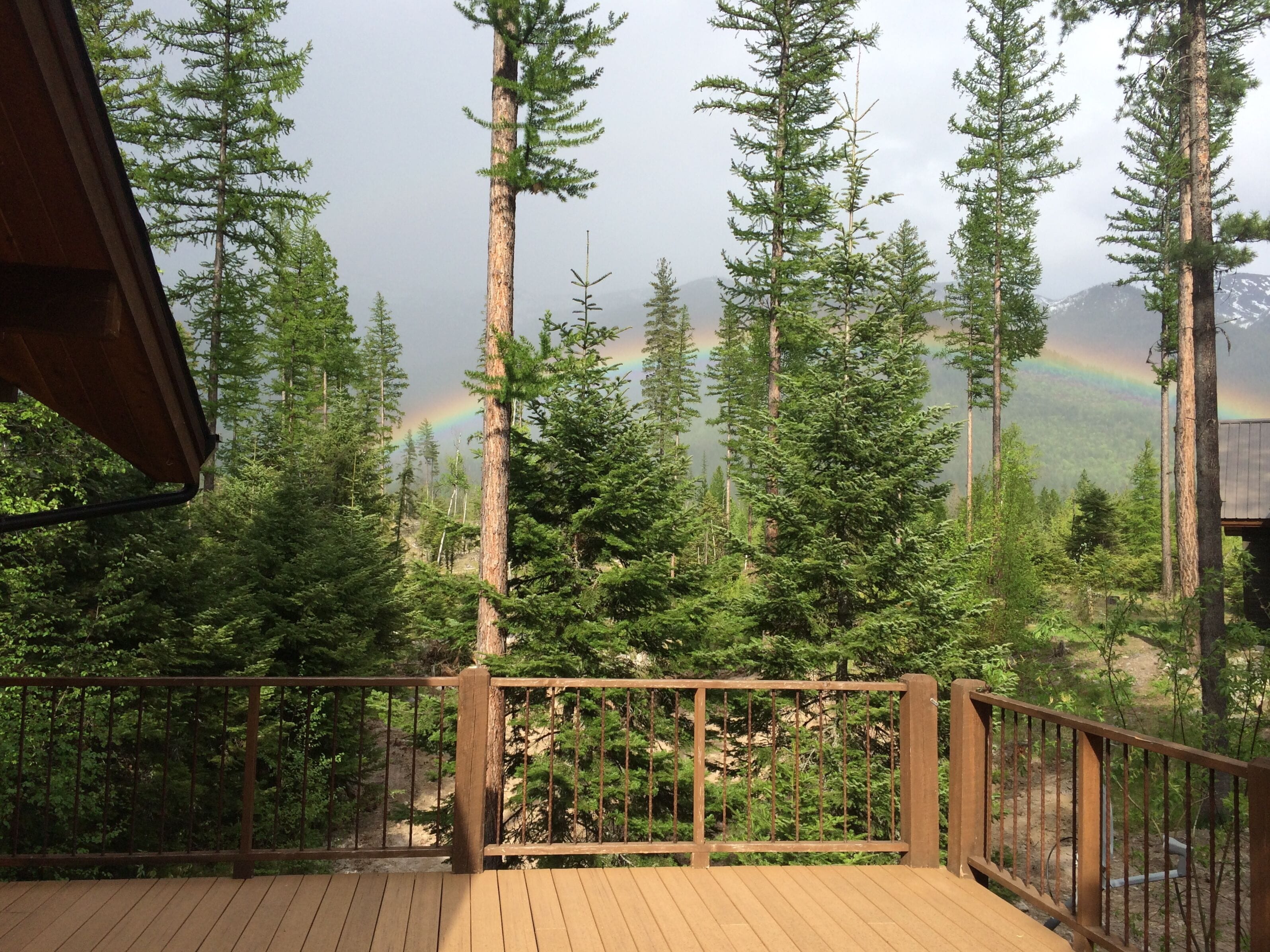 Lucky rainbow over deck