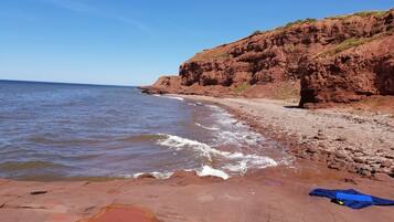 On the beach, beach towels