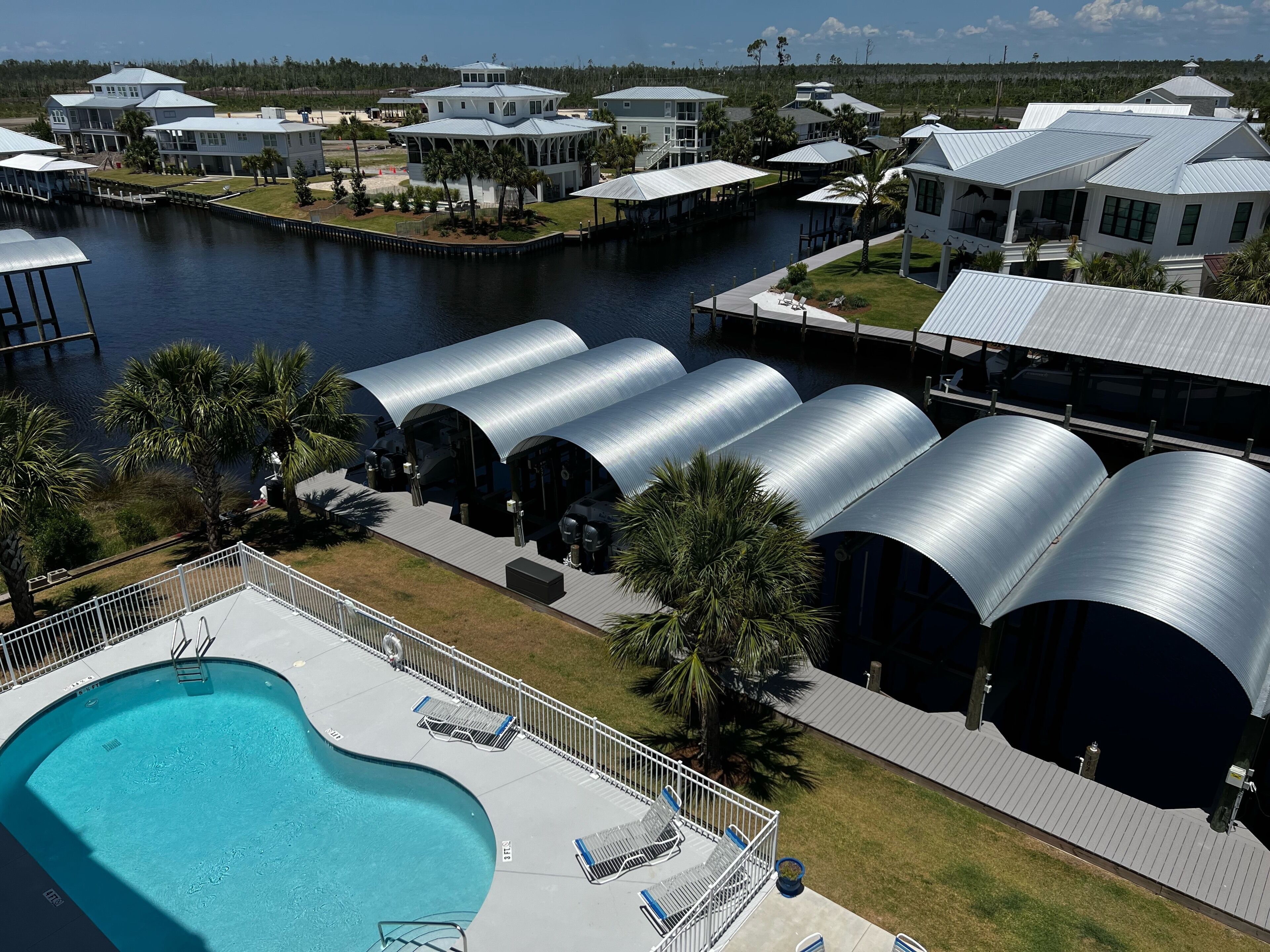 All boat slips, newly covered. 