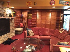 Smart TV, fireplace, video games, DVD player