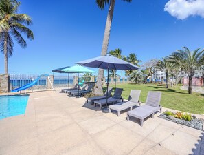 Outdoor pool - Experience Paradise: Beachfront Home w/ Pool & Stunning Ocean Views, rent 2 or 1 (Aguada)