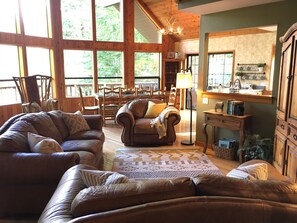 Smart TV, fireplace, DVD player, books