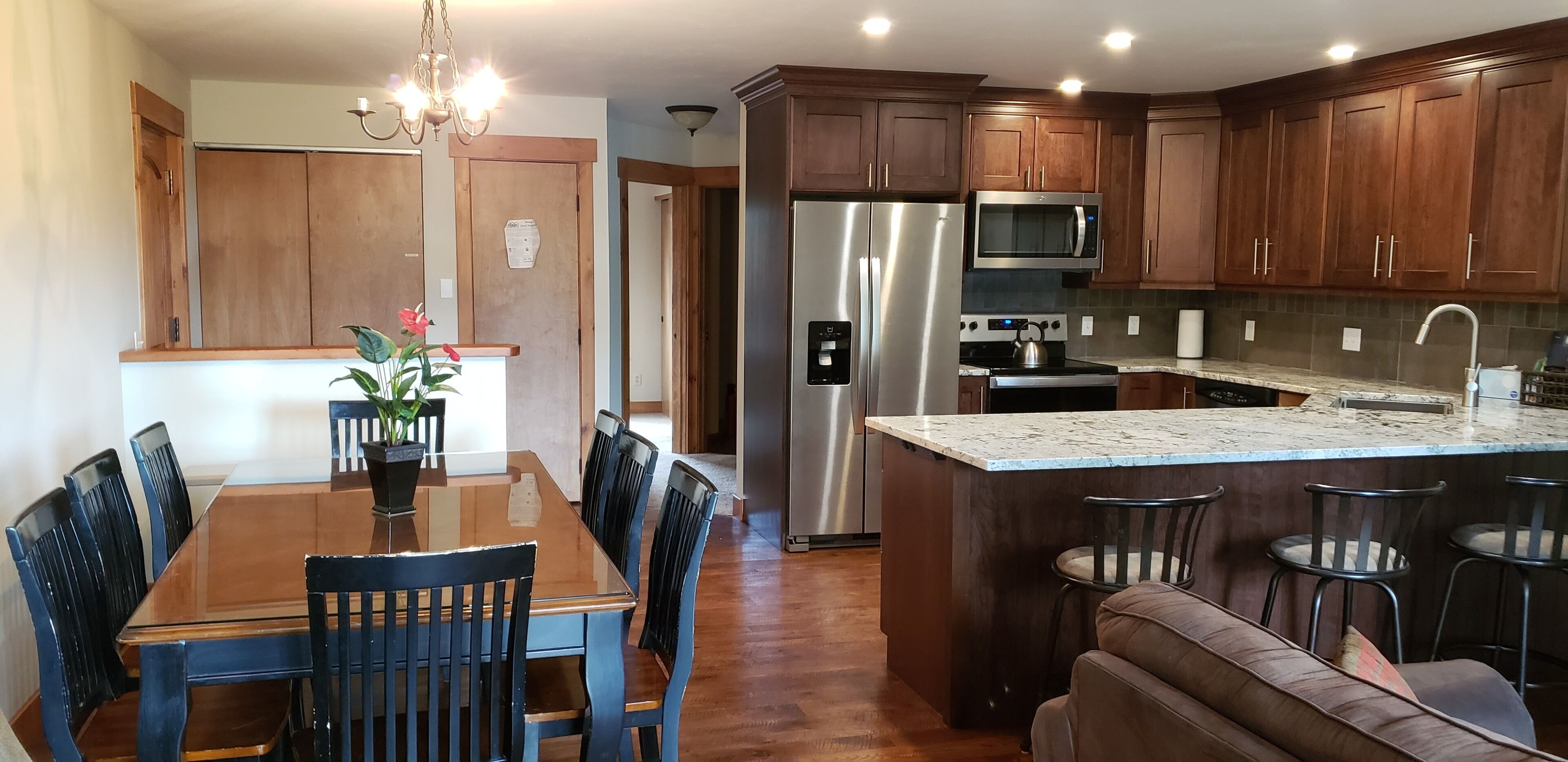 Enjoy great views from the hot tub at this mountain getaway.  