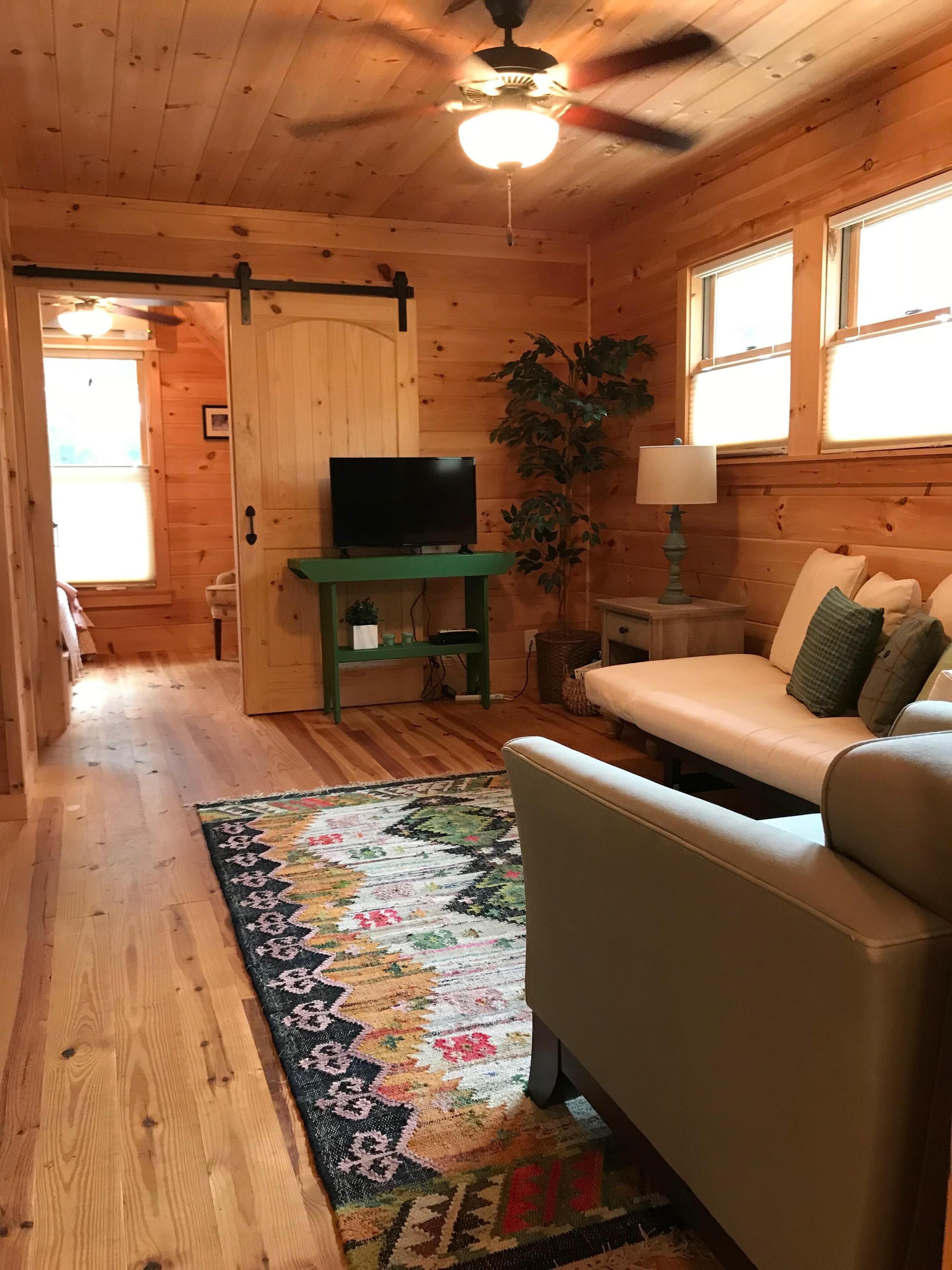 Wooded setting, upscale natural wood interior, approx 4 miles from town square