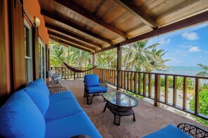 Terrace/patio - Coco Caye Villa, Private 2 bedroom Beachfront Villa, Balcony,Pool- Gold Standard (San Pedro)