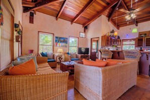 TV, video games, DVD player, books - Coco Caye Villa, Private 2 bedroom Beachfront Villa, Balcony,Pool- Gold Standard (San Pedro)