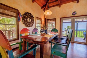 Dining - Coco Caye Villa, Private 2 bedroom Beachfront Villa, Balcony,Pool- Gold Standard (San Pedro)