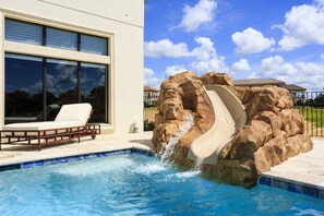 Outdoor pool, a heated pool - Waterfront Home-Bowling Alley, Cinema, Sauna, Outdoor Grilling, Pool w/ Slide  (Four Corners)