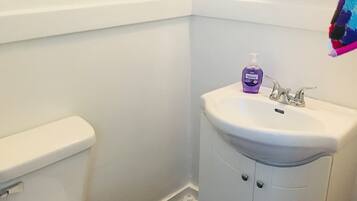 Hair dryer, towels, toilet paper