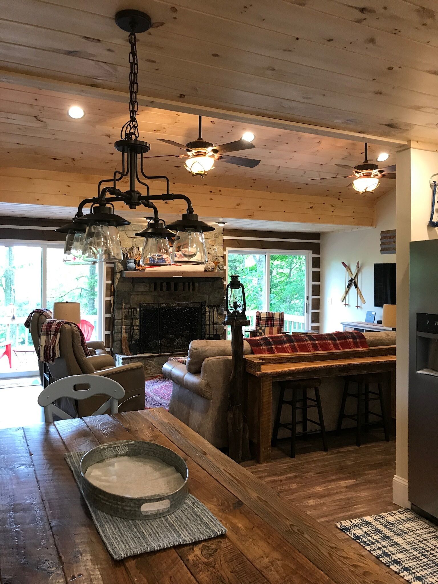 Open concept kitchen and family room. 
