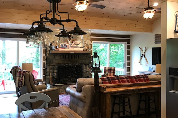 Open concept kitchen and family room.