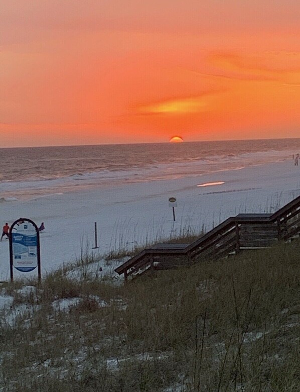 On the beach, sun loungers, beach towels, fishing