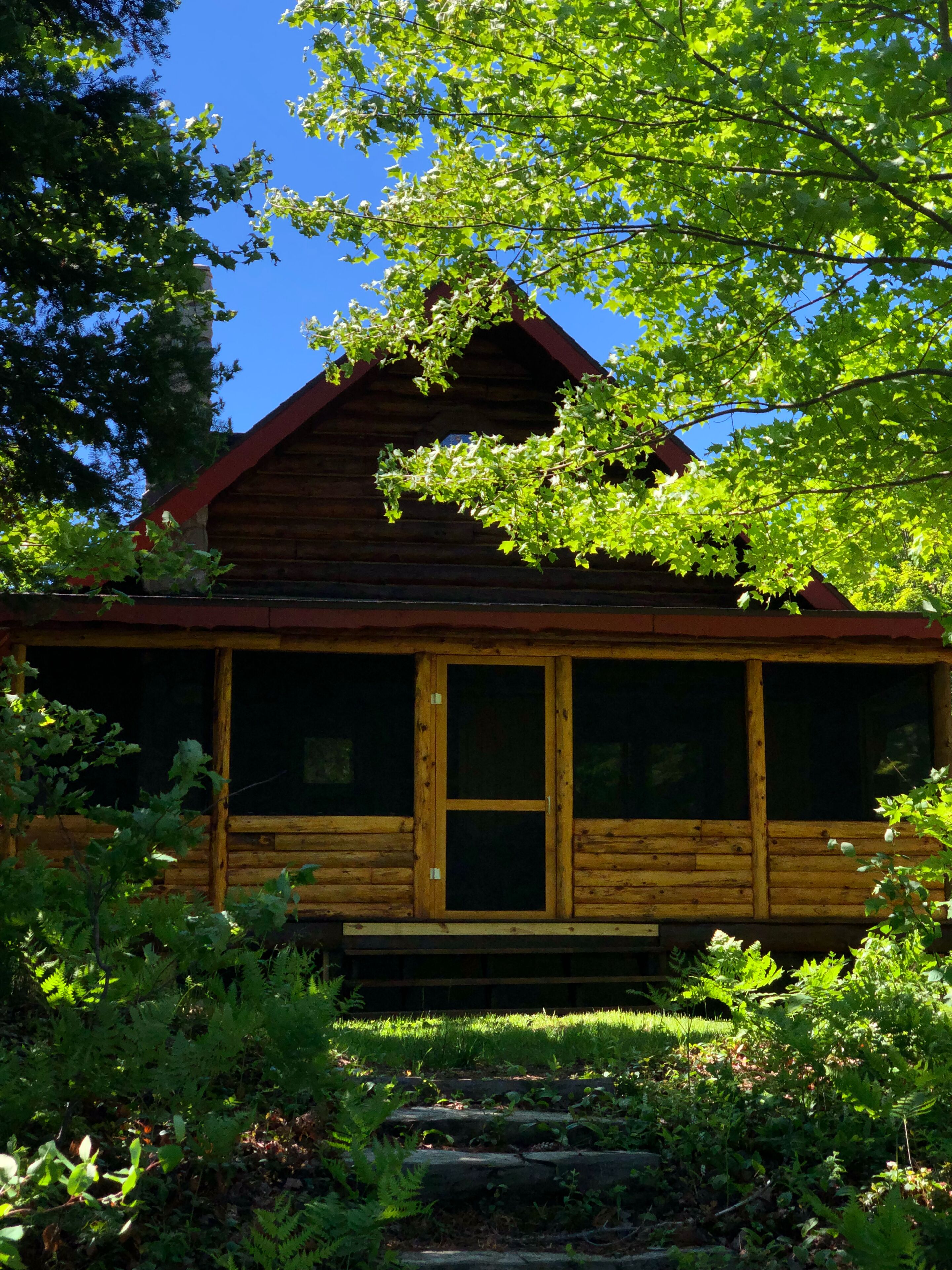 Screened in porch facing the lake