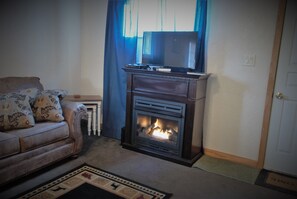 Televisión y chimenea 