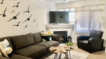 TV, fireplace, stereo