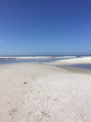 Perto da praia, espreguiçadeiras