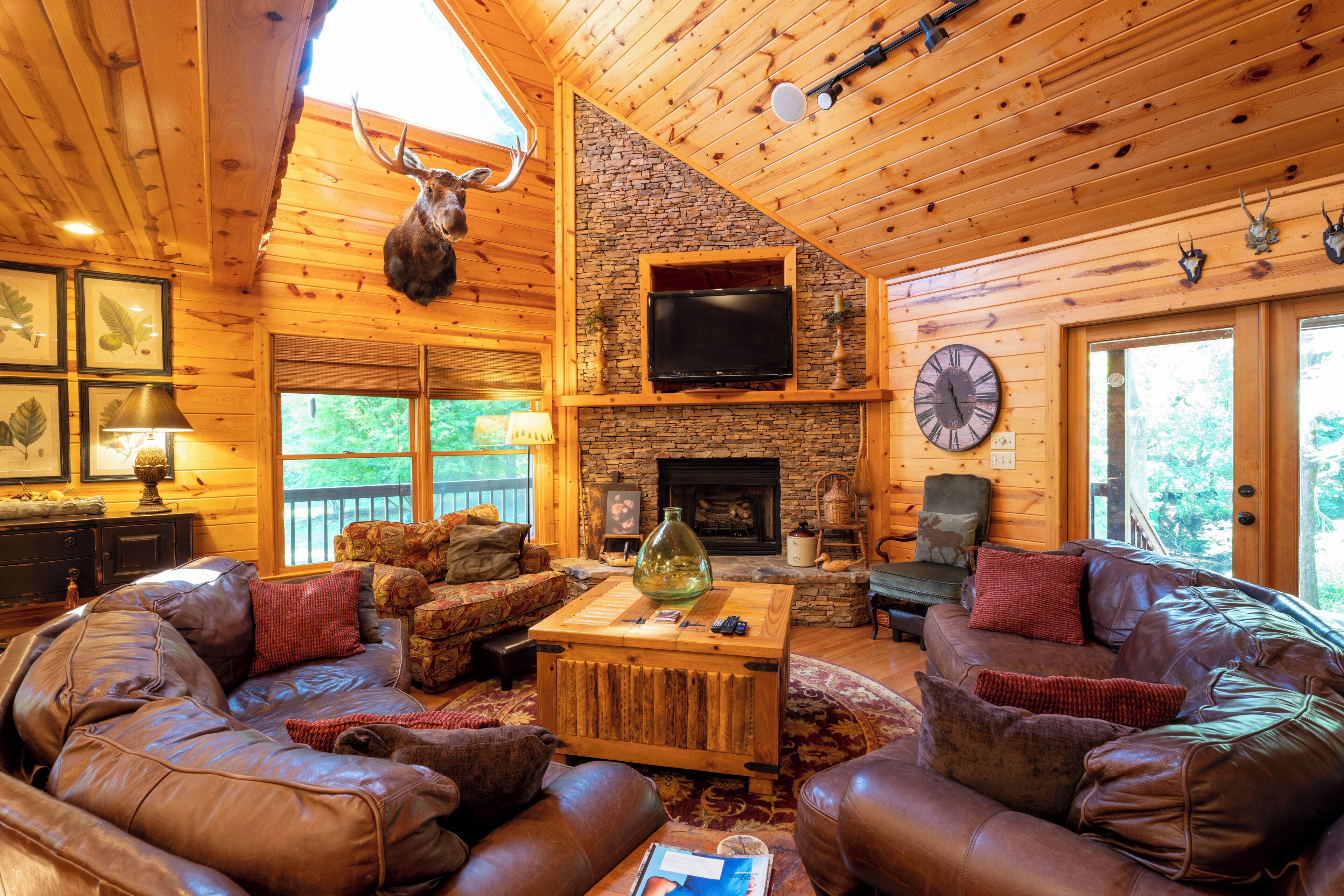 Smart TV, fireplace, video games, DVD player