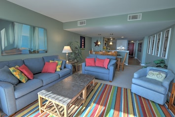 Living and dining areas