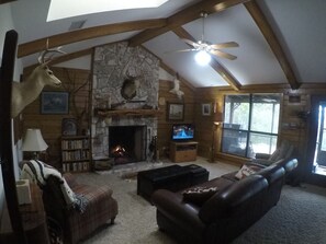 Smart TV, chimenea y reproductor de DVD 