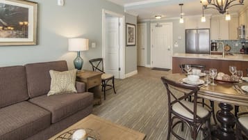 Smart TV, fireplace, video games, DVD player