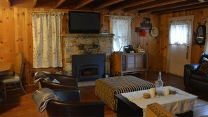 Smart TV, fireplace, DVD player