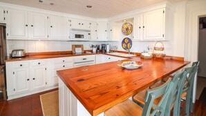 Coffee/tea maker, fridge, microwave, oven - Oceanfront Historic Beach Cottage | Steps from Beach (Tybee Island)