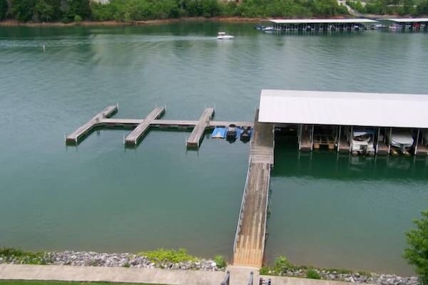 View of covered slip from deck