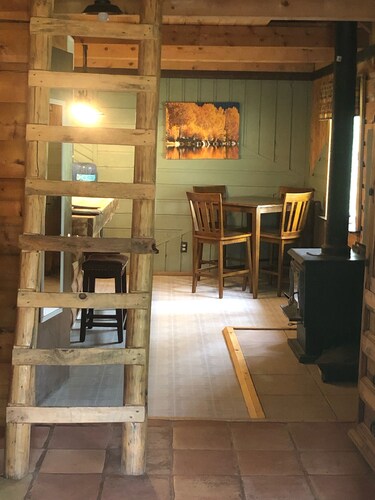 Bear Bait Cabin is cozy and rustic overlooking beautiful aspen trees