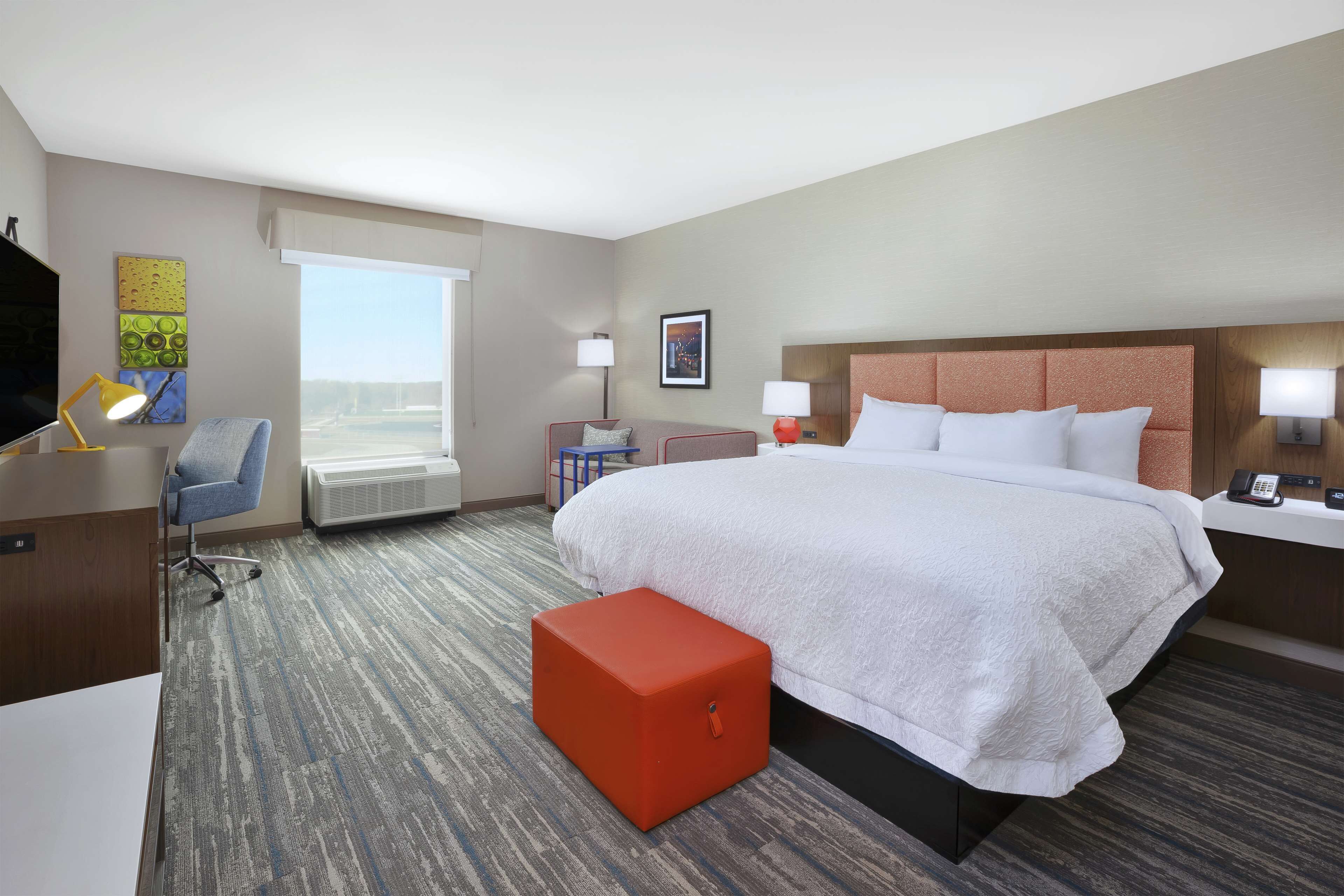 room, 1 king bed with sofa bed, accessible, refrigerator & microwave (hearing) | premium bedding, in-room safe, desk, blackout curtains