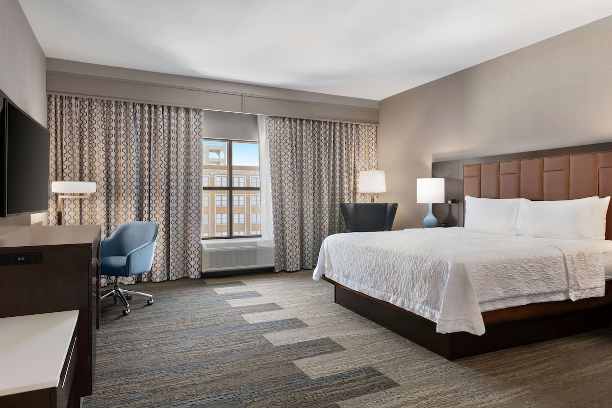 In-room safe, desk, laptop workspace, blackout curtains
