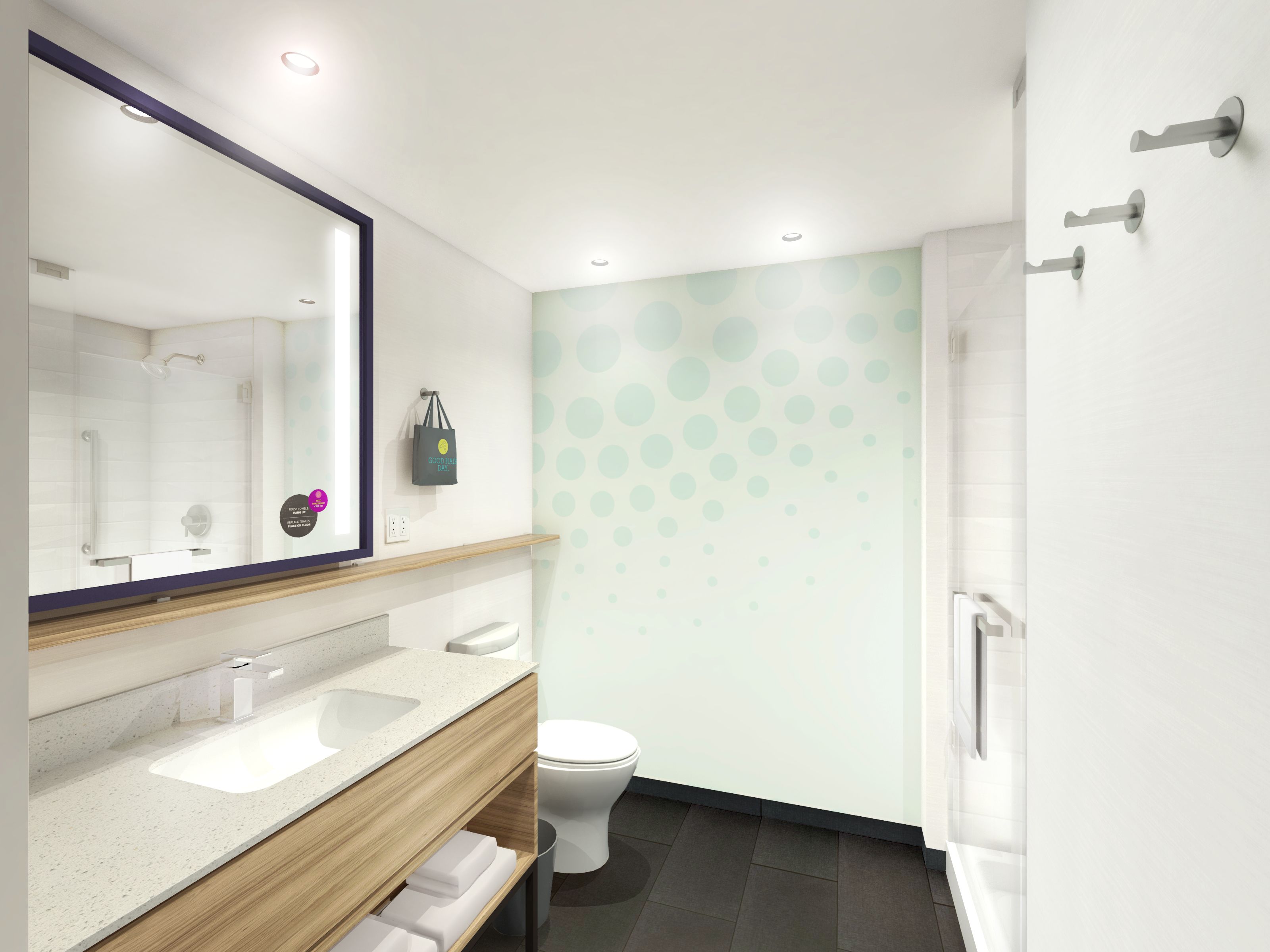 free toiletries, hair dryer, towels