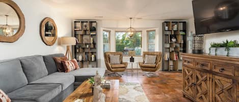 TV, fireplace, video games, books