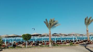 Private beach, beach bar