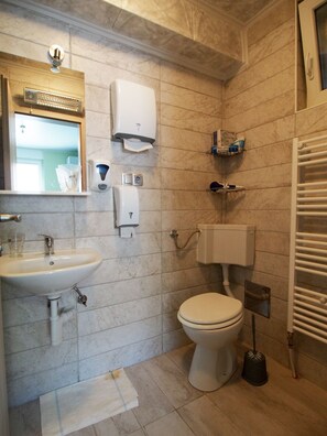 Habitación (3) | Baño | Regadera, amenidades de baño gratuitas, toallas