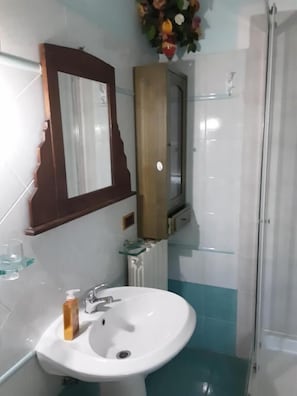 Shower, free toiletries, hair dryer, bidet