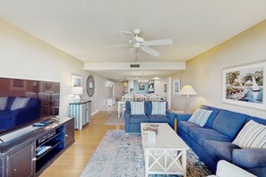 TV, DVD player, video library - Oceanfront Villa with Ocean Views, Shared Pool/Hot Tub, and Nearby Beach Access (Hilton Head)