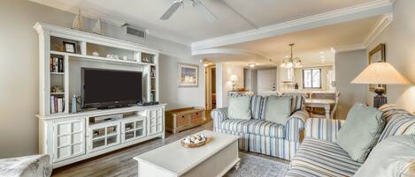 TV, DVD player, books