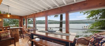Lakefront house with dock, sandy beach, full kitchen, gorgeous views