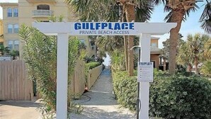 A gated entrance to a private beach area named Gulfplace. - 500 Ft from Beach! 3 Pools (1 Seasonally Heated)! Ground Floor Condo! ~ Cabana 103 at Gulf Place on 30A (Santa Rosa Beach)
