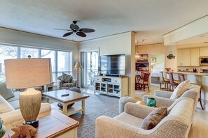 Flat-screen TV, DVD player