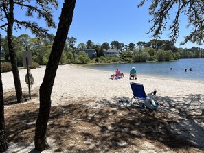 Beach nearby, sun loungers