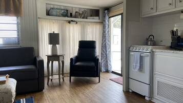 TV, fireplace, DVD player, books