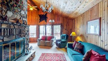 TV, fireplace, DVD player, table football