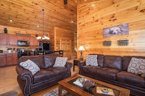Smart TV, fireplace, video games, DVD player