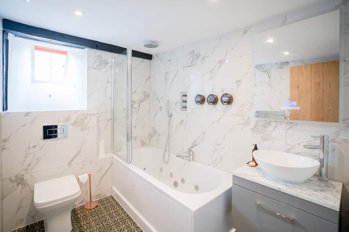 free toiletries, hair dryer, towels