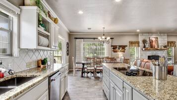 Fridge, microwave, oven, dishwasher