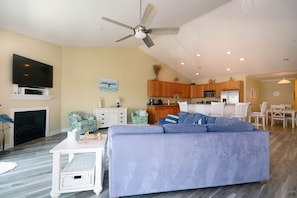 TV, fireplace, DVD player