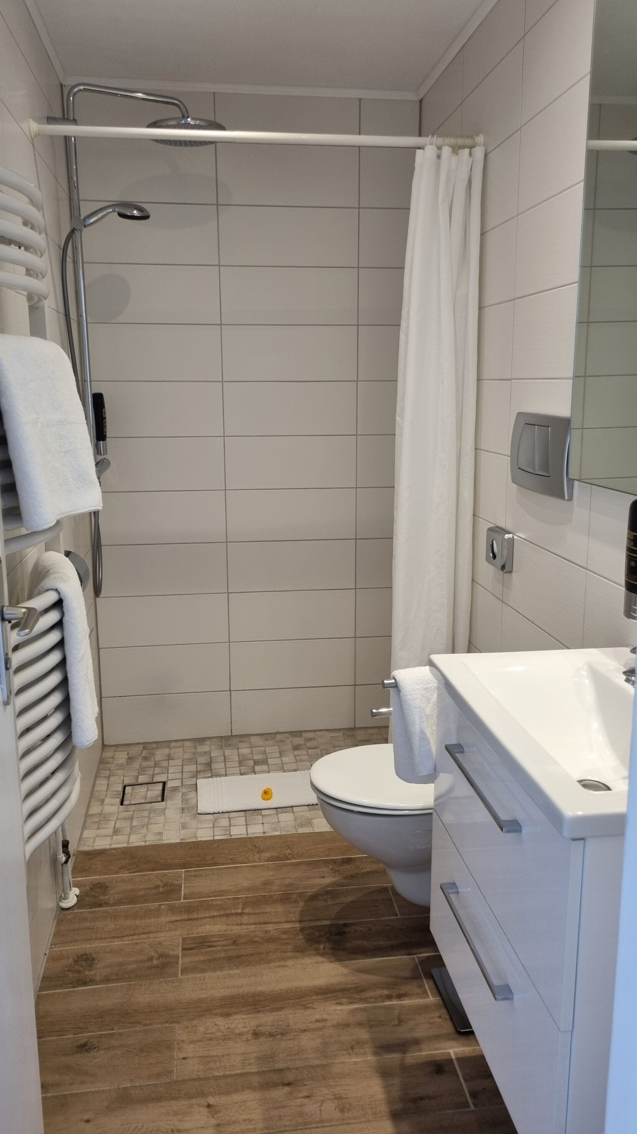 classic double room | bathroom | hair dryer, towels, soap, shampoo