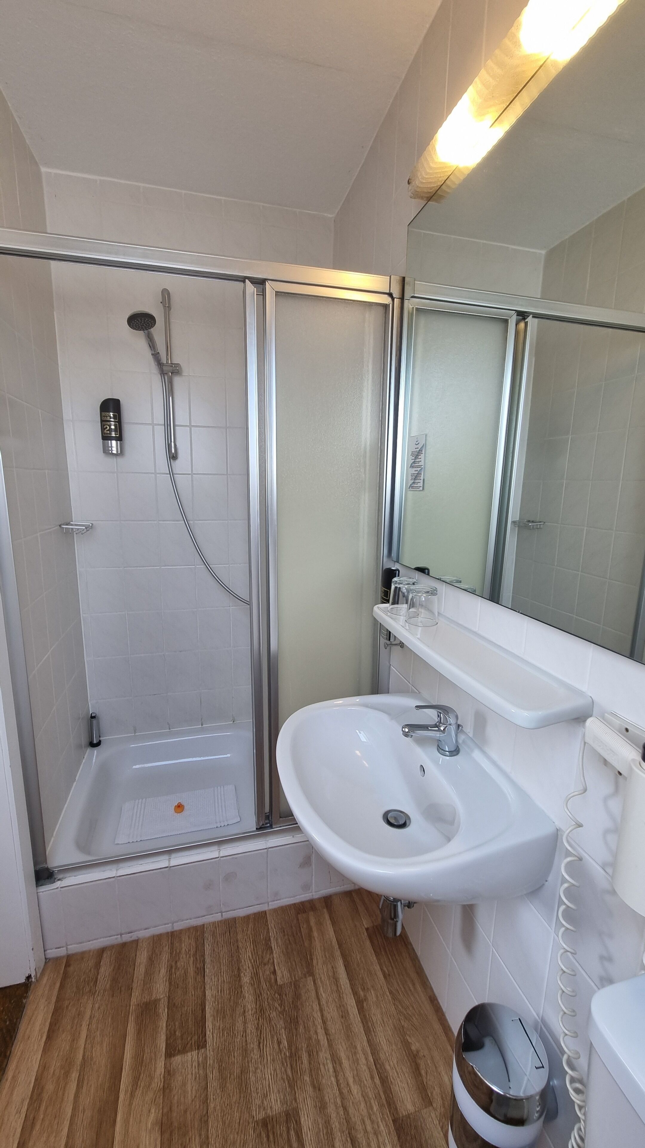 classic double room | bathroom | hair dryer, towels, soap, shampoo